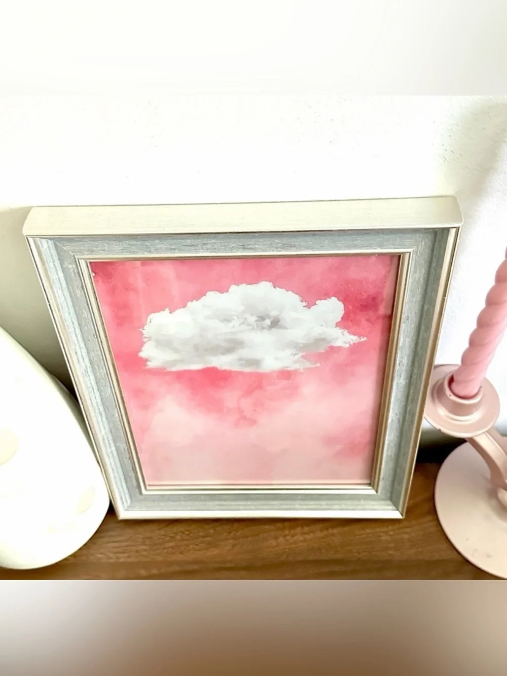 Pink Aesthetic Fluffy Cloud Canvas Art Print Framed Wall Art Dreamy Whimsical